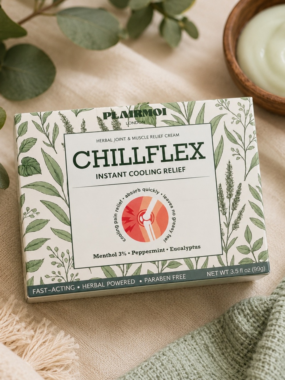 Plarmor Chillflex Instant Cooling Relief Cream — Green Botanical Box
